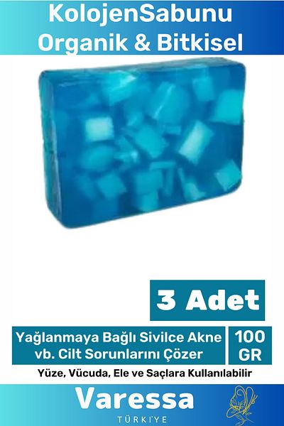 VARESSA Special Production 100% Natural Fragrant Face Hair Body Skin Original Herbal Collagen Soap 100g -3Pcs