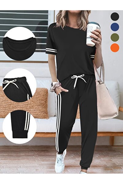 PENTHİLUS Round Neck Yakiyaki Sleeves Close Waisted Side Pockets Long Pathology Women's Spring Summer Set