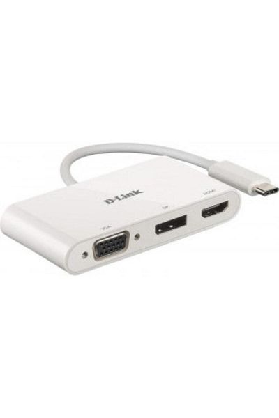 D-Link Hub USB 3in1 D-Link DUB-V310, 1* USB-C, 1* Port HDMI, 1* VGA, 1* DisplayPort