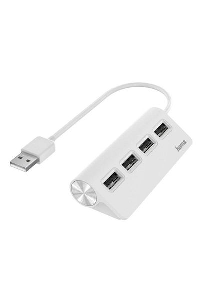Hama USB Hub Hama 200120, 4 porturi, USB 2.0 (Alb)