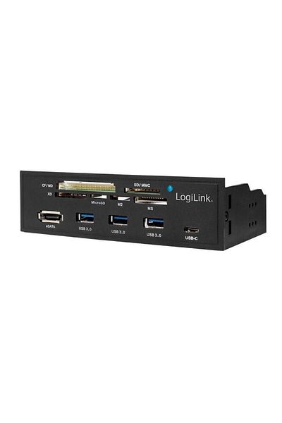 LogiLink HUB intern, USB 3.0 x3, USB-C, porturi SD/MicroSD/CF/eSATA, conexiune USB 2.0/SATA