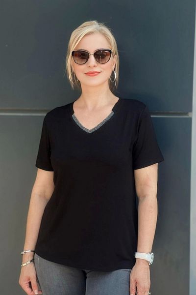 aytemas Μπλούζα με λαιμόκοψη με λεπτομέρεια από γκλίτερ