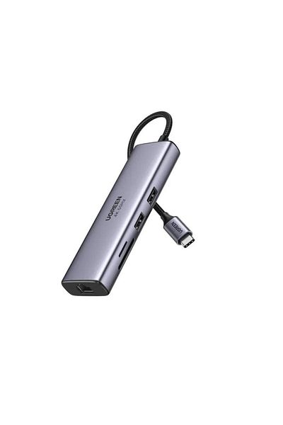Ugreen Hub USB UGREEN UG-60515 7-in-1, 100 W PD, MicroSD, USB Type C, Ethernet, HDMI, USB 3.0 (Gri)