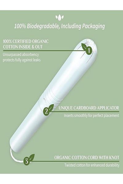 Organyc Tampons - Cardboard Applicator, Regular Flow, 6 Pack (total 96 Count)