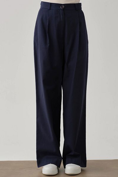 Tuğba Navy Blue Detailed Trousers