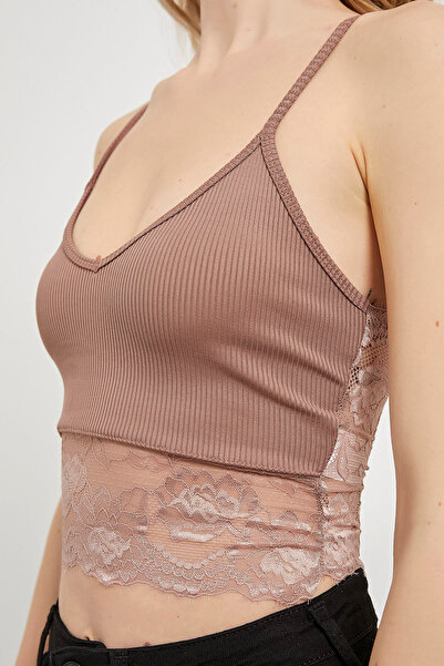 Arma Life Дамско кафяво бюстие с дантела и без гръб