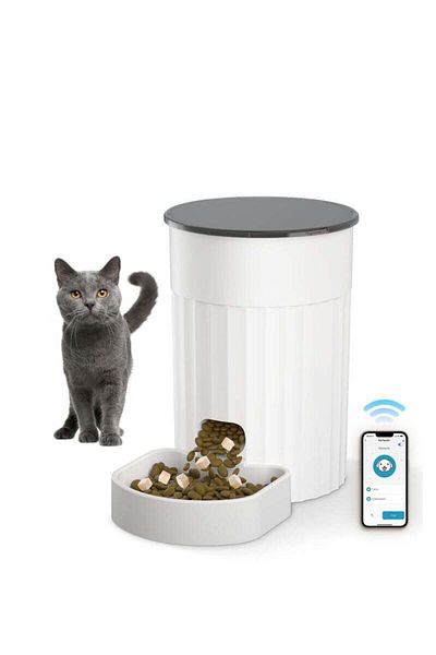 COOYA WiFi Smart Pet Feeder, APP Control, Automatic Timing, Suitable for Cats and Small Dogs, White