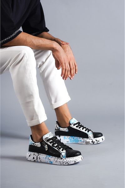 EBRUS TREND Et-Kb02 Crocodile Black Blue Men's Shoes