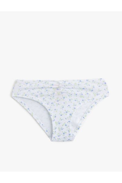 Koton Slip din bumbac, cu potrivire confortabilă, cu flori braziliene, cu detaliu de draperie