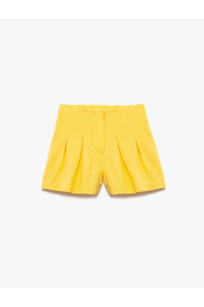 Koton Viscose Shorts with Pleat Detail and Elastic Waist