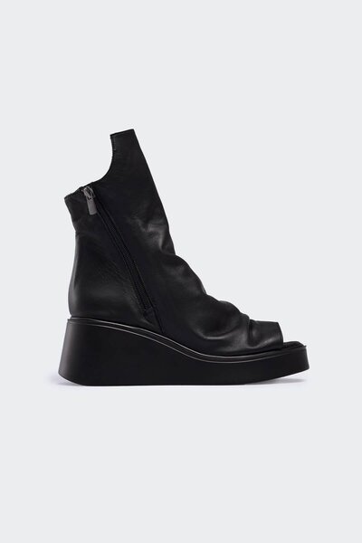 Favgi Morrga Siyah Deri Kadın Sandalet