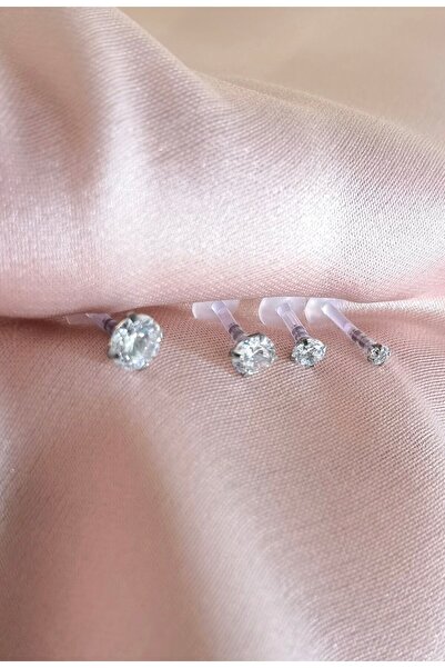 Bylin Zirkon Taşlı Bioplast Piercing-Silver Taş Çapı 3 mm-Dudak,Helix,Helix Foward,Flat,Tragus- 1 Adet
