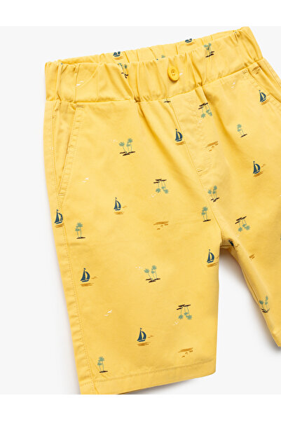 Koton Cepli Gabardin Beli Lastikli Denizci Temalı Baskılı Şort