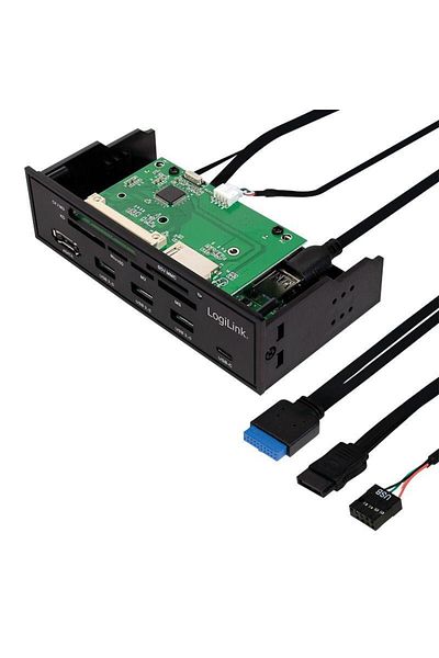 LogiLink HUB intern, USB 3.0 x3, USB-C, porturi SD/MicroSD/CF/eSATA, conexiune USB 2.0/SATA