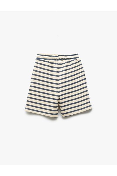 Koton Cotton Pocket Tie Waist Striped Shorts