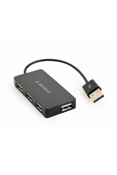 Gembird HUB extern GEMBIRD, porturi USB: USB 2.0 x 4, conectare prin USB 2.0, cablu 0.15 m, Negru