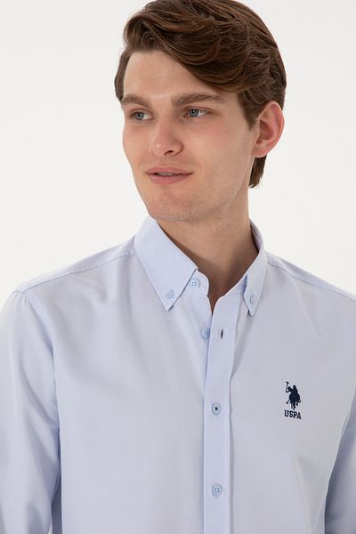 U.S. Polo Assn. Мъжка светлосиня риза с дълъг ръкав, базова, 50298021-VR003