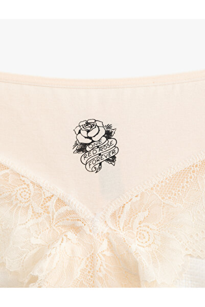 Koton Pamuklu Baskı Detaylı Dantelli Brazilian Kadın Külot