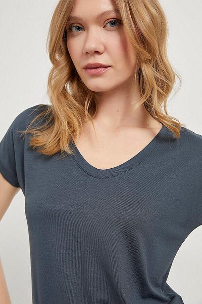 Arma Life Tricou largi de vară pentru femei, cu decolteu în V, casual, din viscoză afumată