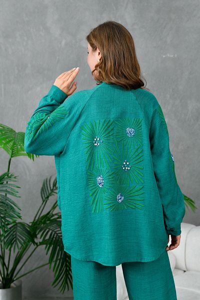 Miss Allos Sequin Embroidered Women's Kimono and Caftan Set - Back and Sleeve Detail