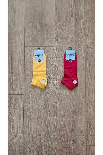 Aytuğ Aytuğ Men's Summer Season Bamboo Booties Socks - Yellow-Red 14203-2