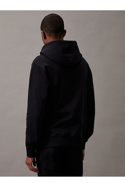 Calvin Klein J30j320934-beh Core Monogram Hoodie Crew Neck κανονική εφαρμογή Απλό μαύρο ανδρικό φούτερ