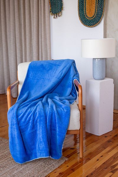 Tekstil Home Pătură TV Wellsoft cu două fețe, 100x170 cm, cuvertură de canapea, moale, puf, fleece, albastru