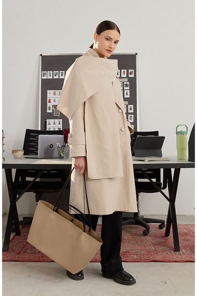Fatma Atasoy Oversize Stone Scarf Trench Coat