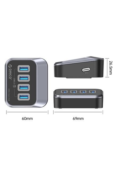 Orico HUB USB Orico M3U3-4A, 4 x USB 3.2 Type-A (Negru)