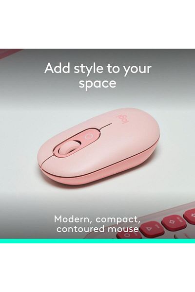 logitech Mouse fără fir Logitech POP, Bluetooth, 4000 DPI (Roz)