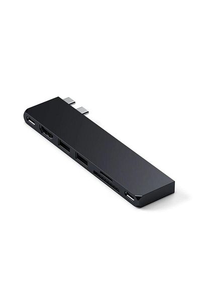 Satechi Hub Usb Satechi PRO hub slim pentru Macbook, 2 x USB A / Type C, 4K HDMI, SD/Micro SD (Negru)