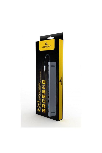 Gembird HUB USB Gembird A-CM-COMBO9-01, USB Type-C, USB 3.1, HDMI, VGA, RJ-45, PD 60 W (Gri)