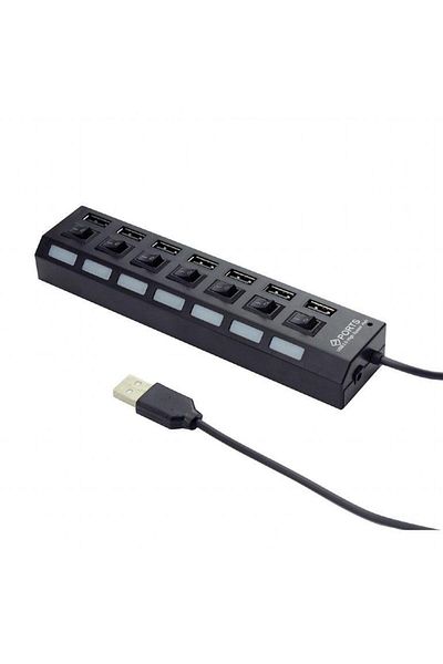 Gembird HUB USB GEMBIRD UHB-U2P7-03, USB 2.0 x 7, conectare prin USB 2.0, alimentare retea 220 V (Negru)