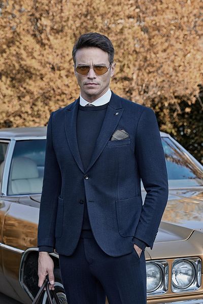 İmza Dark Navy Pattern Slim Fit Suit 1001245170