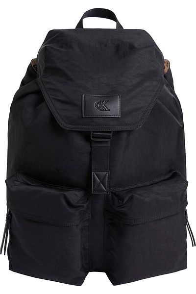 Calvin Klein Black Metro Nylon Flap Backpack