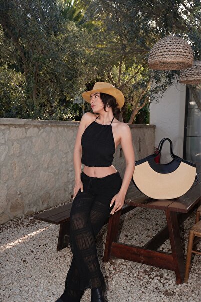 Eka Women's Black Gimped Crop Suit 1040-4063