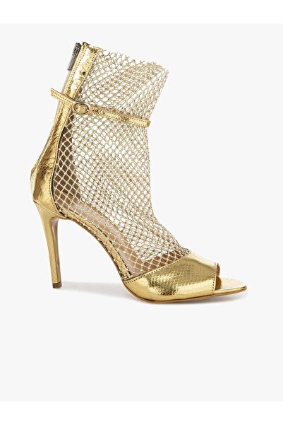 Alix Gold Leather Crystal Rhinestone Mesh Women's High Heels