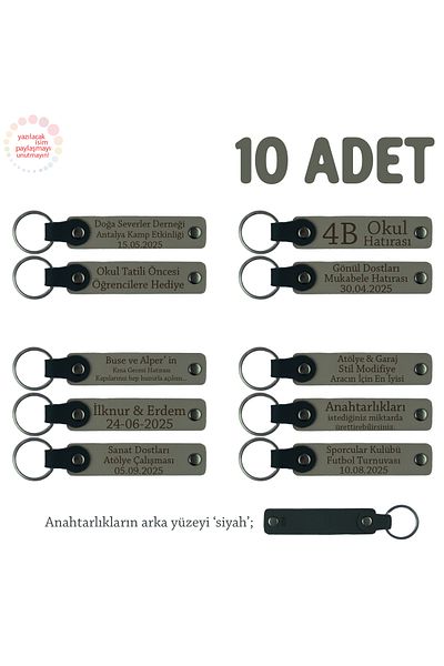 Miaju Ash Gray & Black, Mother's Day Souvenir Keychain with Name Written Set of 10