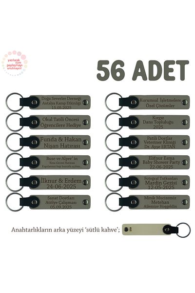 Miaju Ash Gray & Milk Coffee, Set of 56 Keychains with Name Writing for Those Who Want to Give a Special Gift