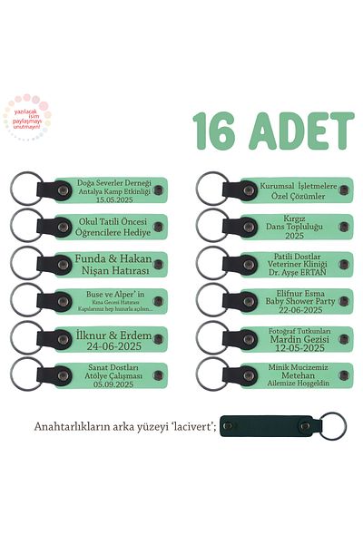 miawiki School Teacher to Dear Students Message Carne Souvenir Keychain, Set of 16, Light Green