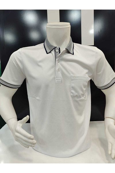 güncüoğlu Güncüoglu Polo Collar with Pocket, Regular Fit Mercerized Men's T-Shirt with Garnish on the Collar and Sleeve Detail