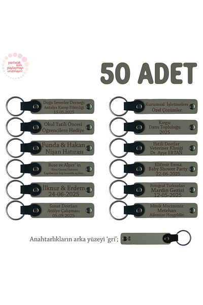 Miaju Ash Gray & Gray, Teacher's Day Gift, Personalized, 50-Piece Souvenir Leather Keychain