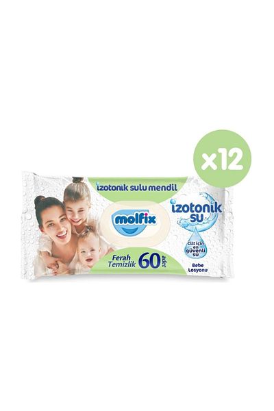 Molfix 720 Sheets Isotonic Watery Fresh Cleaning Wet Towels - 60 Pieces x 12 Packs