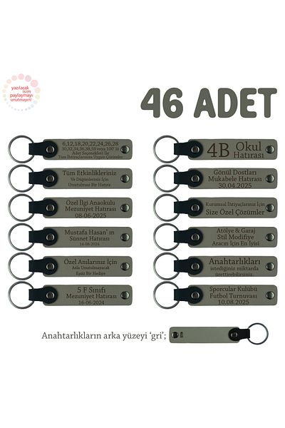 Miaju Ash Gray & Gray, Special for the Name of the Baby for Celebration of Forty Flyings, 46-Piece Souvenir Leather Keychain
