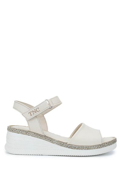 Tamer Tanca Women's Genuine Leather Beige Comfort Sandals