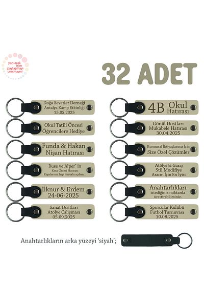 miawiki 32-Piece Keychain, Set, Milk Coffee & Black with Name for Those Looking for Gift Ideas for Teachers