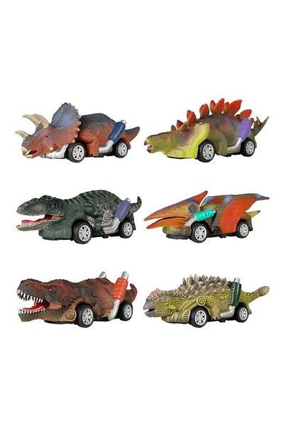COOYA Dinosaur Toys for Kids, Pull Back Cars 6 Pack - Monster Trucks Toys for Boys, 14 X 12.5 X 8.5cm