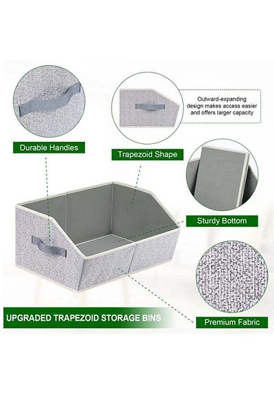 COOYA 6-piece foldable wardrobe storage box,trapezoidal design,with handles,portable and durable,gray