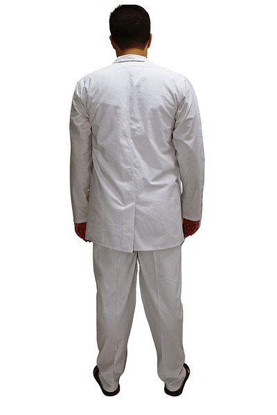 Beratnur Men's Linen 4 Pocket Double Safari Suit Hajj Umrah Outfit Cream