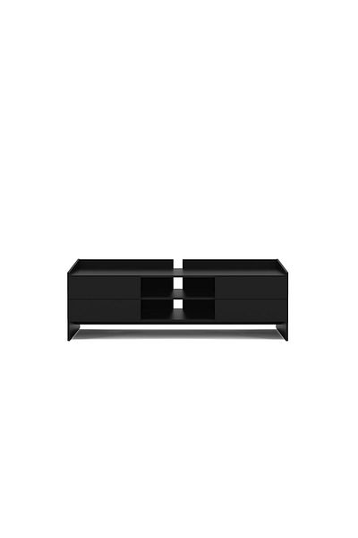 POLITORNO 55" TV table for living rooms and home with drawers and shelves, black color